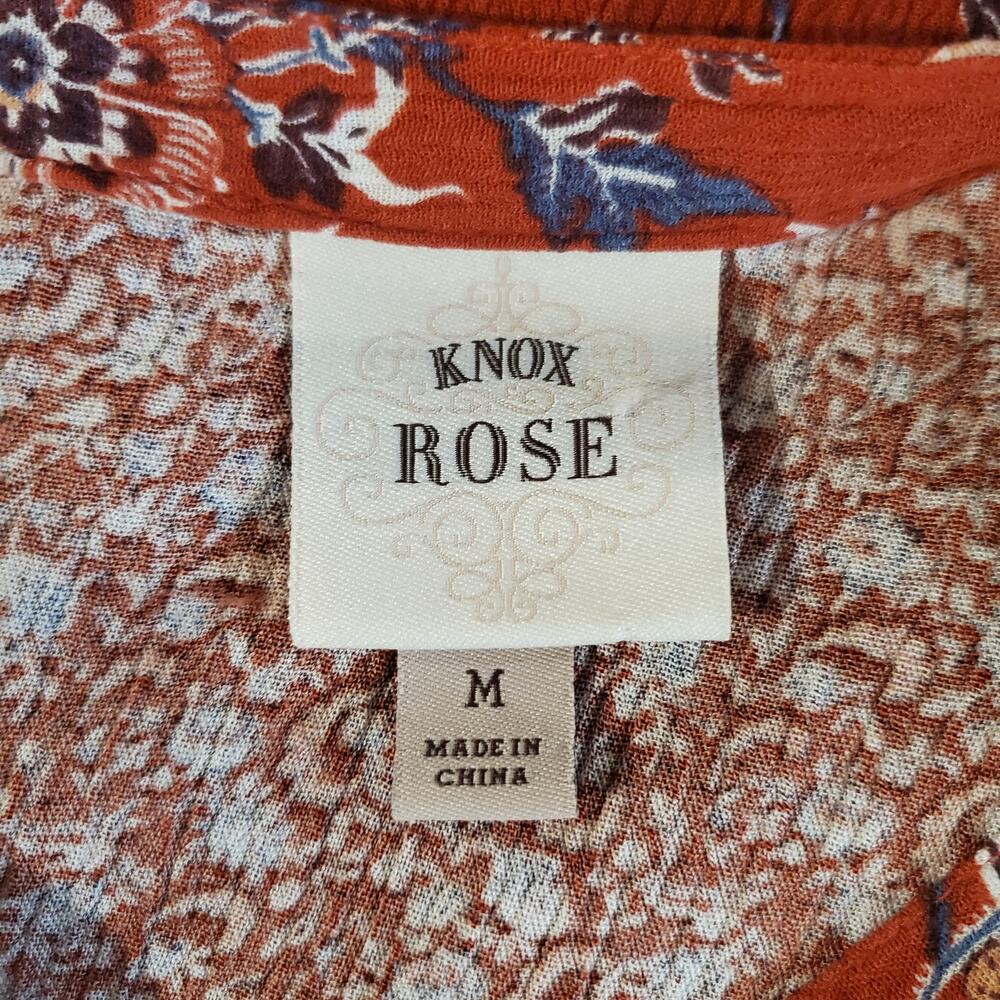 Knox Rose Floral 1/4 Button Floral Boho Midi Dress Size M Cottage Hippie Pockets - Picture 8 of 12